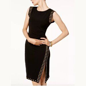 MICHAEL Michael Kors Black with Stud-Trim Side-Slit Dress
